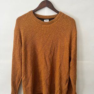Men's Zara Ribbed Sweater Color Light Amber Size Large